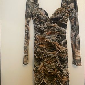 Zara marble ruched dress